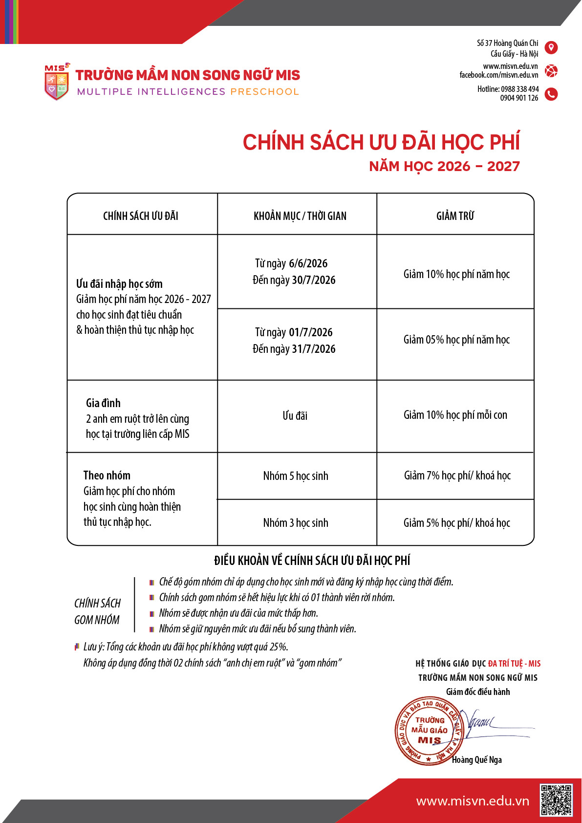 Thông tin tuyển sinh Mầm non - Tiền tiểu học năm học 2026-2027