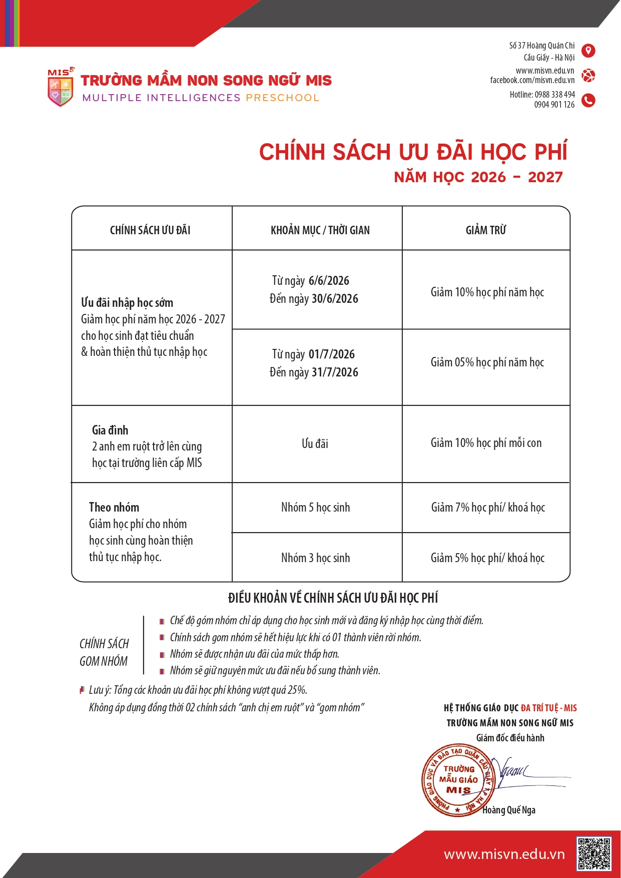 Thông tin tuyển sinh Mầm non - Tiền tiểu học năm học 2026-2027