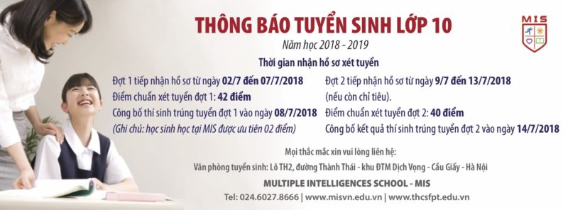 THÔNG BÁO TUYỂN SINH VÀO 10 NĂM HỌC 2018 – 2019