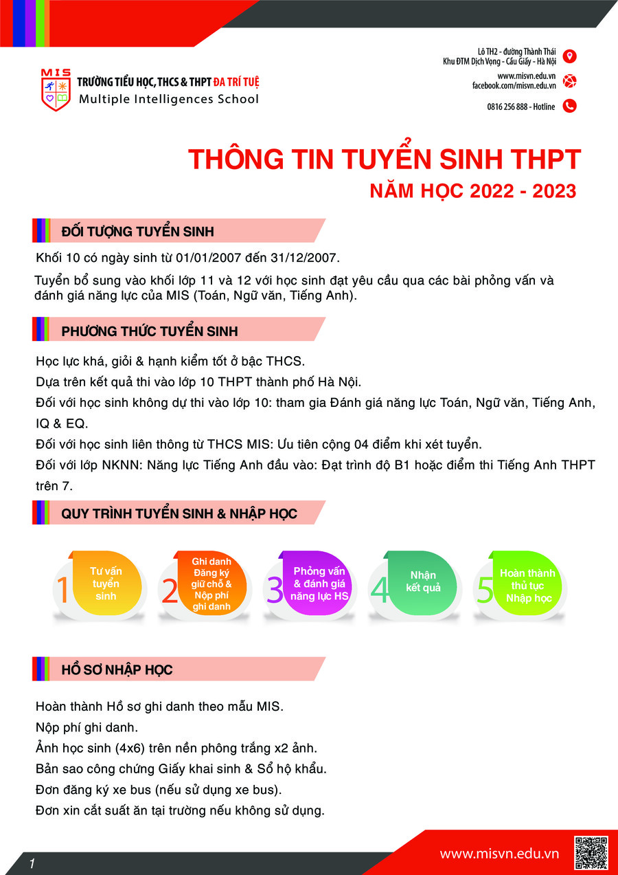 TUYỂN SINH THPT NĂM HỌC 2022 – 2023