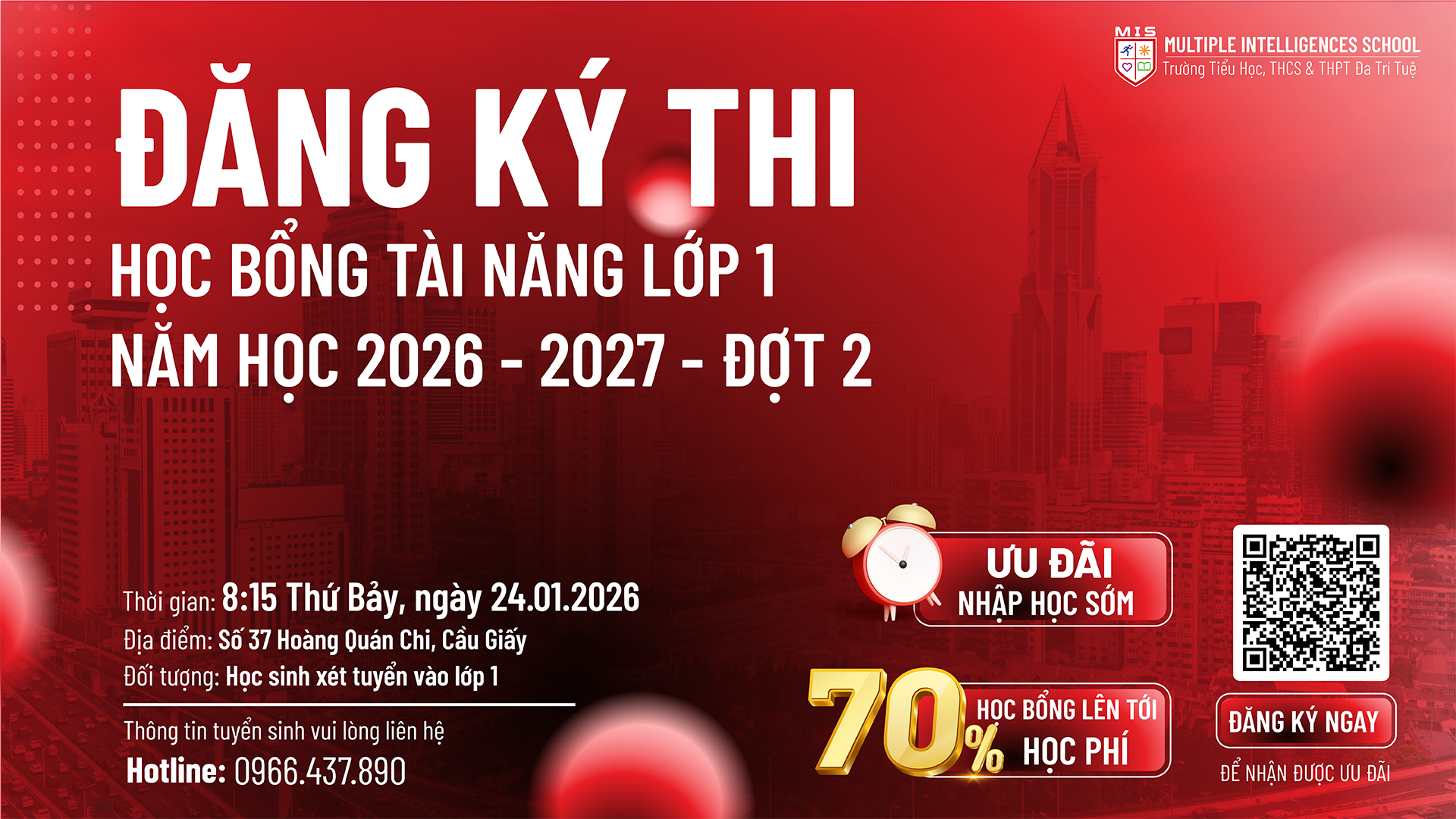 CƠ HỘI VÀNG DÀNH CHO HỌC SINH LỚP 1 TƯƠNG LAI – HỌC BỔNG TÀI NĂNG MIS NĂM HỌC 2026–2027