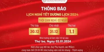 THÔNG BÁO LỊCH NGHỈ TẾT DƯƠNG LỊCH 2024