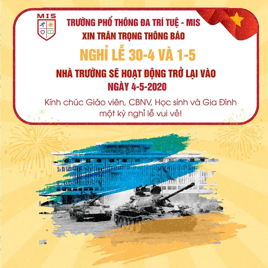 THÔNG BÁO NGHỈ LỄ 30/4 VÀ 1/5