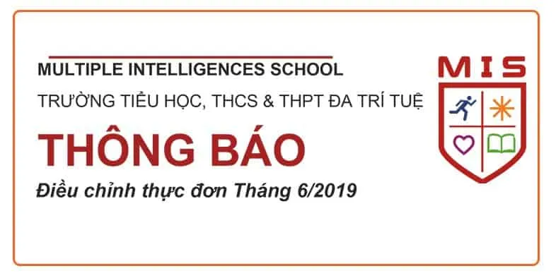 Thông báo Điều chỉnh thực đơn Tháng 6/2019