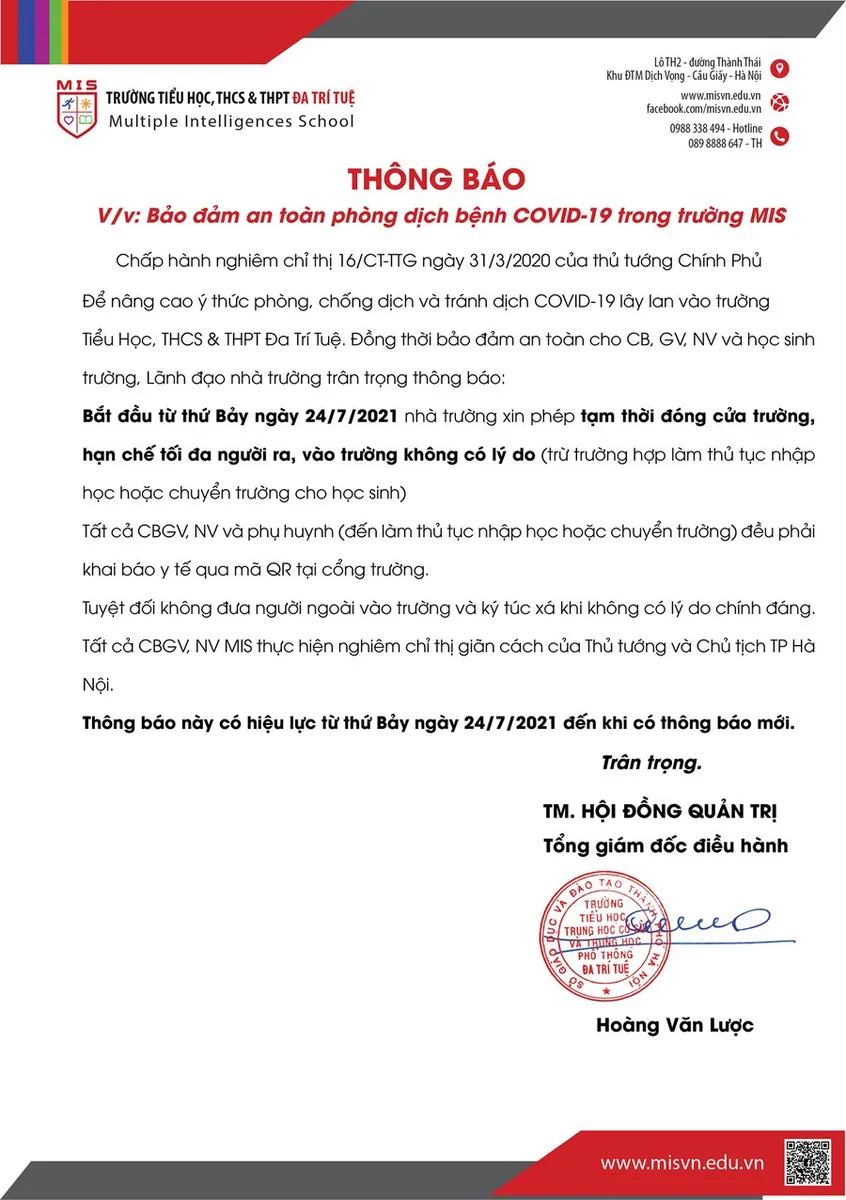 THÔNG BÁO