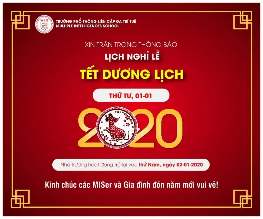 Thông báo Nghỉ Tết Dương lịch