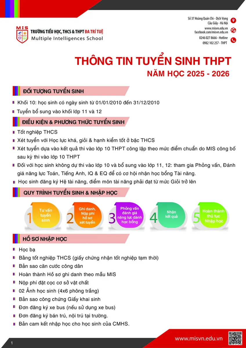 THÔNG TIN TUYỂN SINH THPT NĂM HỌC 2025 – 2026