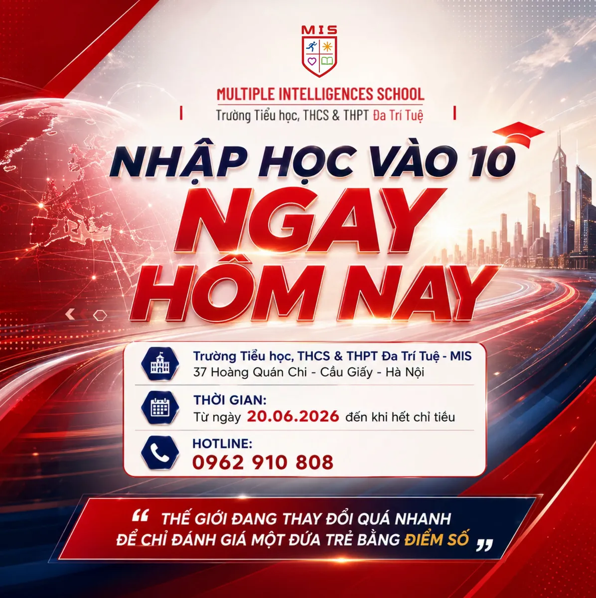 Điểm Chuẩn Từ 18 Điểm, Học Phí Từ 3,5 Triệu Đồng/Tháng: Cơ Hội Vào Lớp 10 Tại MIS Năm Học 2026-2027