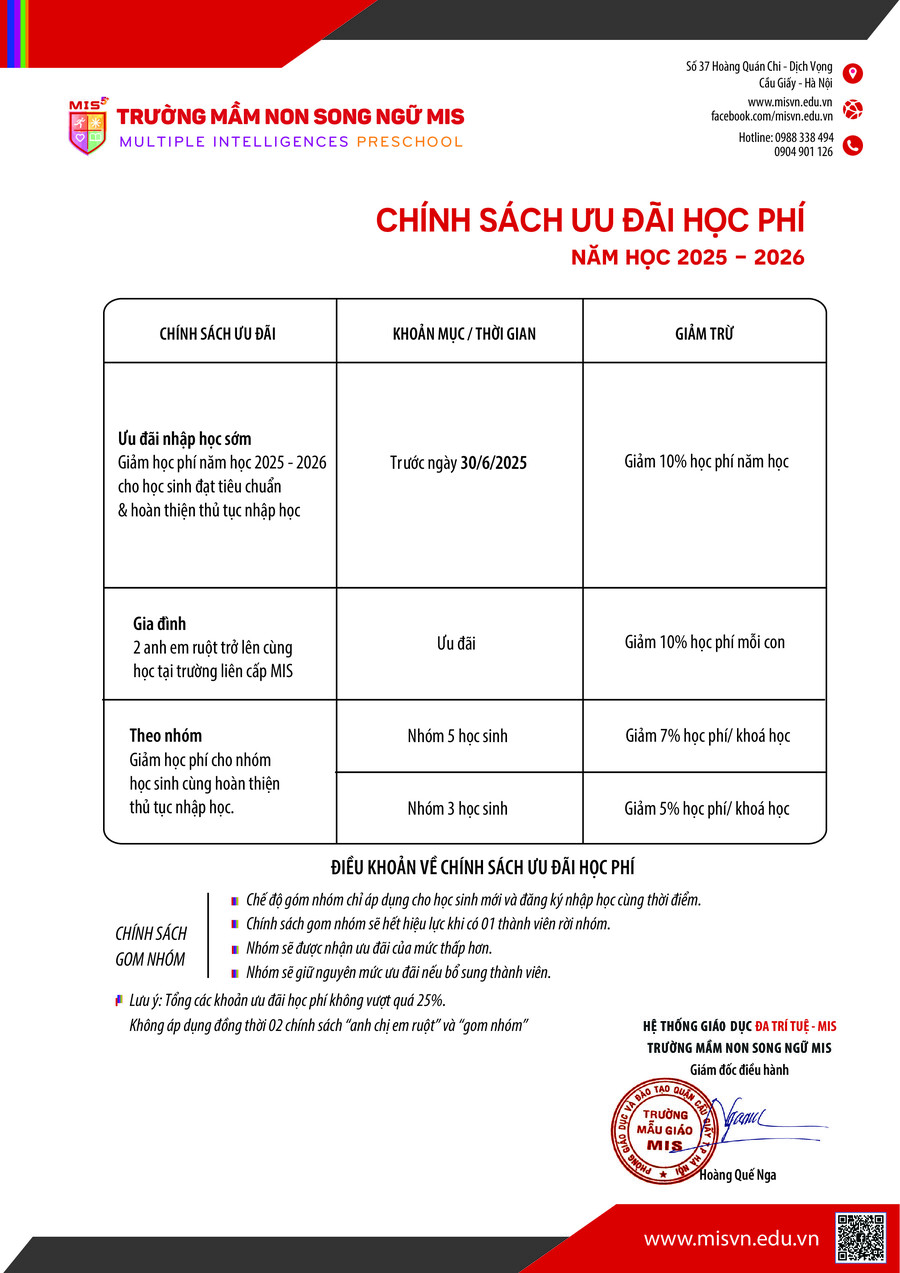 Thông tin tuyển sinh Mầm non - Tiền tiểu học năm học 2026-2027