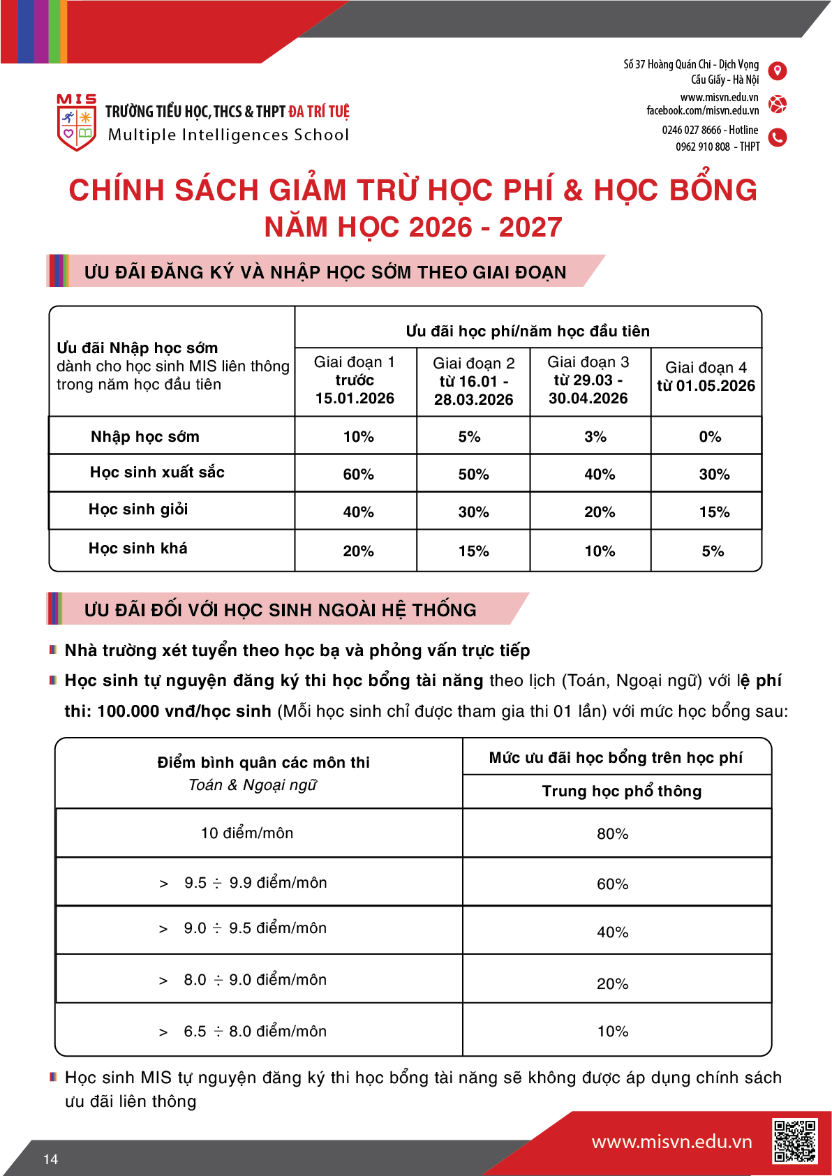 Thông tin tuyển sinh Trung học phổ thông năm học 2026-2027