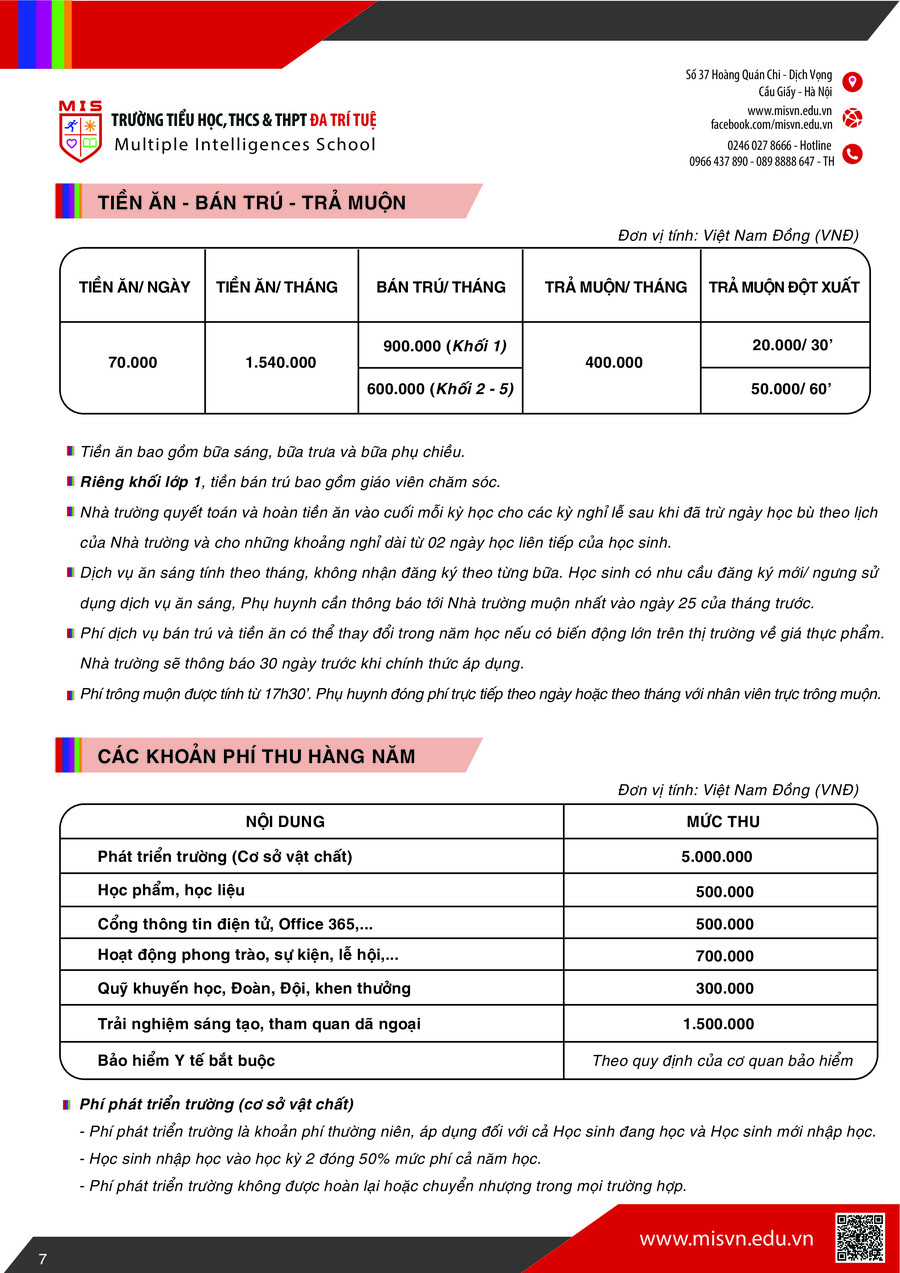 Thông tin tuyển sinh Tiểu học năm học 2026-2027